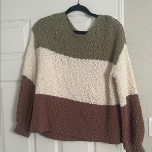 Altar'd State Olive, Cream, and Brown Sweater